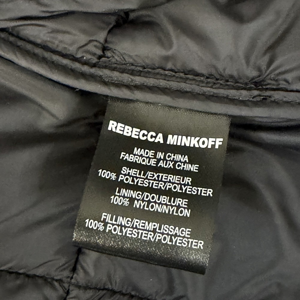 Rebecca Minkoff Puffer Jacket Womens Black Snap Front Quilted Size Large - Picture 3 of 7